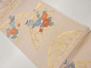 蛇籠に菊模様織出し名古屋帯